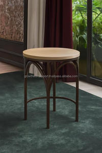 Industrial Style Round Wooden Bistro <b>Stool</b> with Strong Steel Metal Legs – Modern Minimalist Cafe & Kitchen Seating Chair 2026 - Product Image 3