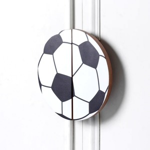 Poignées de porte en bois modernes faites à la main pour chambre d'enfant, design moderne noir et blanc, motif football, poignée de tiroir, poignée de meuble - Product Image 1