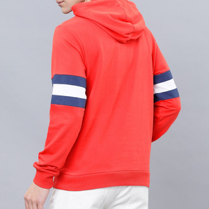 Sweat-shirt à capuche rouge pour homme, coupe classique, 100% coton lourd, imprimé personnalisé, avec motif de basket-ball, à rayures - Product Image 3