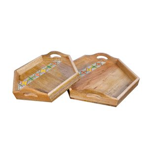 Bandeja de Servir Hexagonal de Madera Pintada a Mano, Material de Lujo Disponible para Suministros de Hotel y Restaurantes, Ecológica - Product Image 5