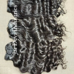 Extensiones de Cabello Humano Remy 100% Virgen Indio de Templo, Textura Rizada, Doble Trama a Máquina, Ondas Profundas, para Trenzas, Sin Procesar, a Granel - Product Image 1