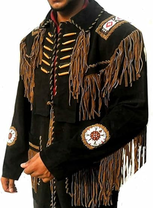 Top Quality <b>Men</b>’s <b>Suede</b> Leather Fringe <b>Jacket</b> Vintage Western Lace Up Cowboy Shirt Style with Handmade Tassels Custom - Product Image 5
