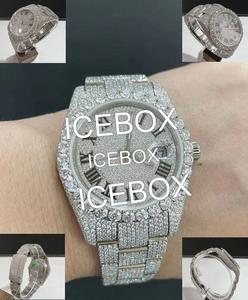 Montre numérique en acier inoxydable style hip-hop personnalisée avec diamants Moissanite VVS, verre résistant à l'eau 10 bars - Product Image 4