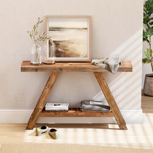 Mesa Consola de Hierro, Estilo Moderno Rústico, para Entrada o Sala de Estar, Acabado Natural Reciclado, Patas en Forma de A - Product Image 3