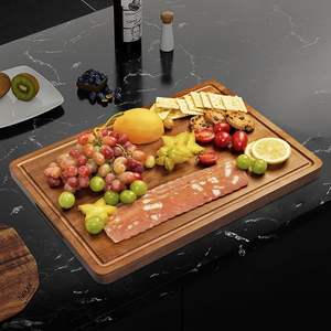 Planche à découper en bois d'acacia de qualité supérieure, épaisse, réversible, avec rainure profonde pour les jus, pour usage en cuisine et restaurant, OEM - Product Image 3