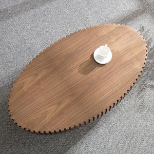 Tavolino da Caffè Moderno Artigianale a Forma di Tamburo da 43,7 Pollici per Soggiorno, Robusto Tavolino Ovale in Materiale PE - Product Image 5