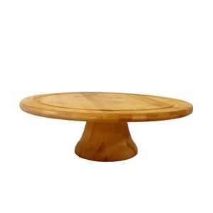 Birthday <b>cake</b> stand Round Wooden <b>Cake</b> Stand with Pedestal Base Reusable <b>Turntable</b> for Dessert Display - Product Image 6