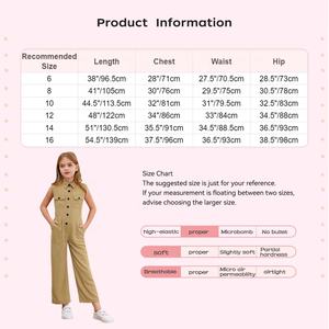 6-16 <span class=keywords><strong>ans</strong></span> Enfants Filles Casual Jumpsuit Combinaison Barboteuses Poches <span class=keywords><strong>Cargo</strong></span> Pantalon pour Enfants Pantalon à Jambes Larges Pantalon Palazo - Product Image 6