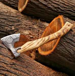 Hacha Vikinga Profesional Hecha a Mano, Forjada en Acero con Alto Contenido de Carbono, Funcional para Exteriores, Mango de Madera, Hacha Tomahawk Hecha a Mano, Regalo - Product Image 6