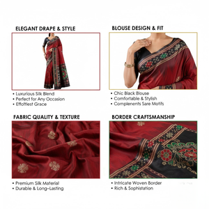 ผ้าไหมพัตตาลาสีแดงคุณภาพเยี่ยม งานทอมือ สำหรับผู้หญิง |   ชุดเดรสแบบดั้งเดิม DC Element รุ่น 0037 คอลเลคชั่นขายส่ง - Product Image 5