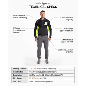 Men's Aero-Grid Performance Varsity <b>Jacket</b>-Waterproof 320GSM Ripstop Nylon Athletic Outerwear Streetwear Sizes 4XL-5XL - Product Image 5