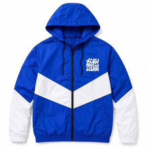 ชุดเซ็ตเสื้อแจ็คเก็ตมีฮู้ดและกางเกงขาสั้นสีน้ำเงินขาวสำหรับผู้ชาย แบรนด์ Slow Steady  โลโก้ด้านหน้า  ใส่สบาย ระบายอากาศได้ดี แห้งเร็ว เหมาะสำหรับฤดูหนาว ผลิตจากโพลีเอสเตอร์ - Product Image 2