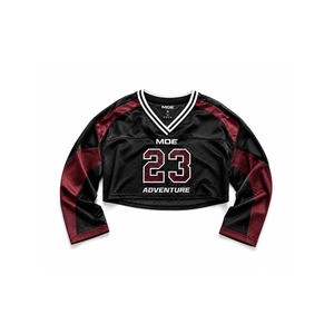 Maillot de football américain court à manches longues pour femme, color block, avec impression personnalisée de numéro et de logo, 100 % polyester, streetwear, vente en gros - Product Image 3