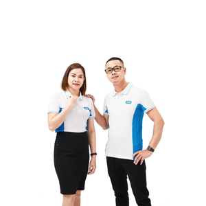 เสื้อเชิ้ต FMF สีขาวทรงปกติ แต่งขอบสีฟ้า ผ้าโพลีเอสเตอร์ถักเนื้อเย็น แขนสั้น ติดกระดุมด้านหน้า น้ำหนัก 200 กรัม - Product Image 3