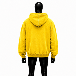 Sudadera con capucha amarilla para hombre, con cremallera, de forro polar, estilo oversize, informal, de color liso, con bolsillos, manga regular, para otoño, corte relajado - Product Image 2