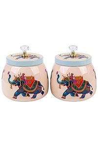 Tarro de especias metálico oriental con diseño de elefante, contenedor redondo hermético para almacenamiento de alimentos para uso en la cocina. - Product Image 4