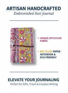 Carnet de notes en papier recyclé brodé à la main avec couverture en tissu bohème, cadeau pour écrivains, papeterie en gros - Product Image 6