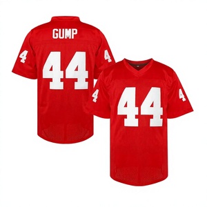 Maillot de football américain rouge pour homme Gump 44, col en V, manches courtes, maille respirante, coupe régulière, vêtements pour adultes - Product Image 3