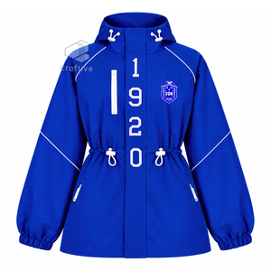 Chaqueta Impermeable Azul con Capucha para Mujer de la Hermandad Zeta Phi Beta, Cortavientos con Cierre Completo, Cintura Ajustable con Cordón, Chaqueta Anorak para Exteriores - Product Image 1