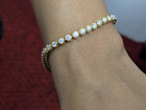 <b>Cute</b> Lab Grown Diamond 9K Solid Gold White/Yellow/Rose Gold Round Brilliant Cut Engagement Bangles Unisex Certified Jewelry - Product Image 2