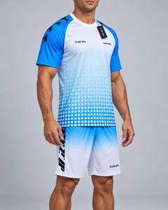 ชุดเสื้อฟุตบอลชาย CLAW INTL สีน้ำเงินขาวไล่เฉดแบบซับลิเมชั่น คอเสื้อแบบเต็มแขน ระบายเหงื่อได้ดี ผลิตจากโพลีเอสเตอร์ ทรงพอดีตัว - Product Image 2