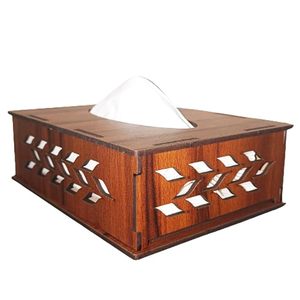 Porte-mouchoirs en bois écologique moderne avec ouverture coulissante carrée à motif de feuilles pour voiture, hôtel, bureau - Product Image 5