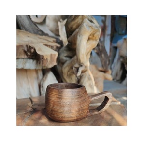 Handmade Wooden Mug Belly Cup Minimalist Wabi Sabi Design Solid Wood Natural Finish Coffee Ware for Home Use - Product Image 2