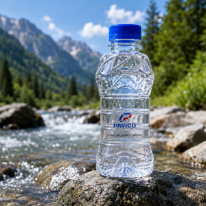 Botella de Agua PET Transparente Personalizada de 300 ml, Botella de Bebidas de Plástico Facetada con Tapa de Rosca Azul, Fábrica en Vietnam - Product Image 4
