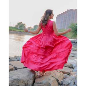 Magnifique robe en coton rose respirante et confortable taille XS avec taille élastique pour les occasions décontractées - Product Image 3