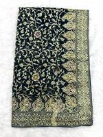 Saris en Georgette pour Mariage et Fêtes, Style Décontracté, Broderie Lourde en Fil Zari, Travail de Pierres Réversible, Mode Indienne et Pakistanaise, Tous Styles
