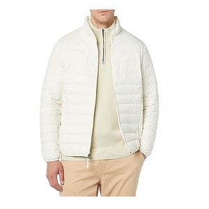 Best Quality Plus Size Men's Waterproof Breathable Puffer Jacket Full Sleeve Slim Fit <b>Covered</b> <b>Button</b> V-neck Gray Color Woven - Product Image 1