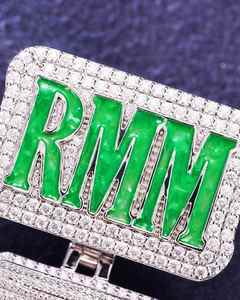Collar con Colgante de Letra Personalizado, Microincrustaciones de Diamantes Cultivados en Laboratorio, Esmalte Verde, Oro de 9K, 10K, 14K, 18K, Joyería Unisex para Bodas - Product Image 2