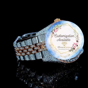 Reloj Inteligente ElvoraGems para Mujer, Caja Redonda de Acero Inoxidable, Correa con Gemas, Personalización Disponible - Product Image 2