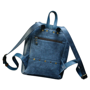 Mochila Portátil de Negocios de Cuero Genuino Azul para Mujer con Solapa de Ante, Forro Lujoso y Herrajes Duraderos - Venta al por Mayor, ¡Gran Oferta! - Product Image 3
