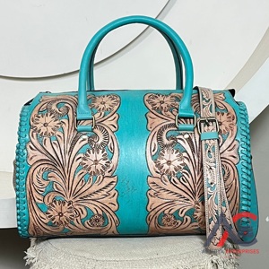 2026 Premium Handcrafted <b>Tooled</b> Floral <b>Leather</b> Large Duffel Bags Trending Overnight Travel Weekender Shoulder Bags for Unisex - Product Image 1