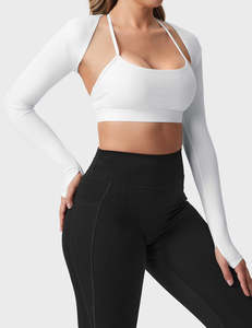 Top de punto elástico casual para mujer, de manga larga, hombros descubiertos, ajustado, para capas, de poliéster y elastano, al por mayor - Product Image 1