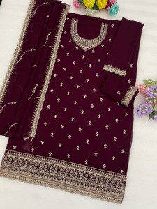 Dhwaja Export Faux Georgette Semi Stitched <b>Suit</b> with Embroidery Work - Product Image 6