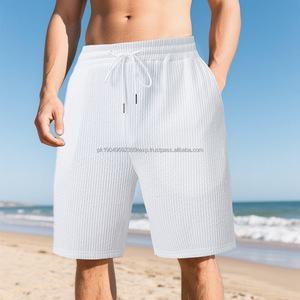 OEM logotipo personalizado bordado impreso diseño de los hombres de verano casual medio ocio deportes pantalones pesados de doble línea liso teñido sólido - Product Image 6