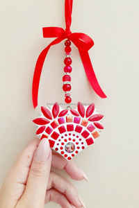 Artesanía en Vidrio Exim, Mosaico de Corazón Art Deco, Decoración Colgante para Acción de Gracias, Hecho a Mano, Ornamental, Multifuncional, Móvil - Product Image 2