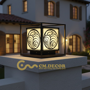Lampe à pilier LED IP65 Wave, lampe à colonne en acier noir thermolaqué de 8 pouces, lanterne décorative extérieure pour portail de villa, lumière chaude - Product Image 2