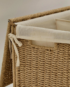 New design paper storage <b>basket</b>, <b>hamper</b> with lid make in Vietnam with fabric inside eco-friendly design - Product Image 4