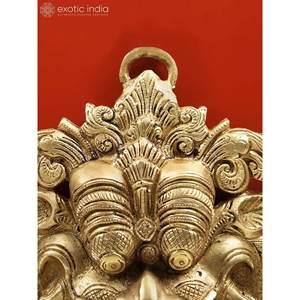 หน้ากากแขวนผนังทองเหลืองคิรติมุขะ ขนาด 11 นิ้ว งานฝีมือจาก Exotic India จากประเทศอินเดีย ของประณีตที่สุดเพื่อไล่ความชั่วร้าย - Product Image 4