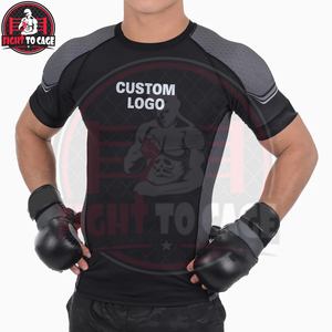 เสื้อแรชการ์ดแขนสั้นคุณภาพสูง ทนทาน น้ำหนักเบา รุ่นใหม่ล่าสุด แห้งเร็ว เป็นมิตรกับสิ่งแวดล้อม ผลิตจากผ้าสแปนเด็กซ์และโพลีเอสเตอร์ สำหรับกีฬา FIGHT CAGE ปี 2026 - Product Image 3