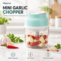 Hachoir à ail électrique sans fil Migecon 230 ml, 30 W, USB, portable, pour légumes, oignon, aliments pour bébés, gadget de cuisine