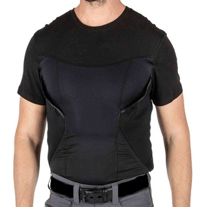 Men's Black Short Sleeve Holster T-Shirt Slim Fit Quick Dry <b>Knitted</b> O-Neck Solid Casual Style - Product Image 5