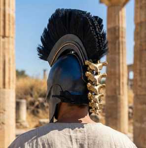 Réplique de casque de roi Agamemnon en métal, casque de guerrier grec, armure de guerrier spartiate, guerre de Troie, cosplay, exposition - Product Image 4