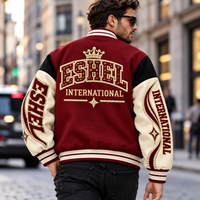 Blouson Bomber Homme Brodé Lettres Style Universitaire Color Block Boutons Pression Hip Hop Automne Vente en Gros Personnalisation OEM