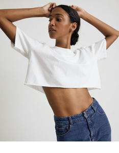 Women’s 230GSM 100% Cotton Crop <b>Top</b> Custom Logo Screen Print Casual Fashion Tee 5 Colors - Product Image 4