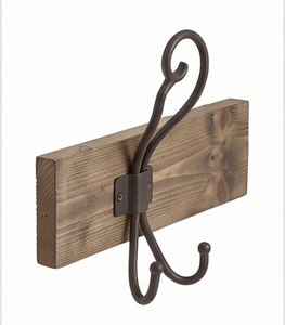 Artisanal Antique Design Bath Towel <b>Hooks</b> Heavy Duty Metal With Wooden Base Perfect For Bathroom Kitchen And Door Decoration - Product Image 4