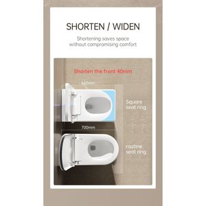 WC Intelligente Moderno Quadrato con Bidet Senza Serbatoio, Telecomando e Apertura Coperchio a Tocco del Piede per il Bagno - Product Image 1